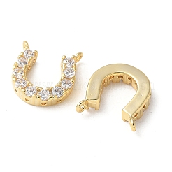 Brass Micro Pave Clear Cubic Zirconia Horseshoe Charms&nbsp;KK-Q031-40G-01