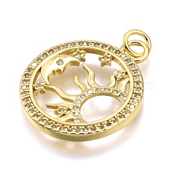 Rack Plating Brass Micro Pave Cubic Zirconia Pendants&nbsp;KK-K401-48A-G