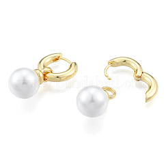 ABS Plastic Pearl Dangle Hoop Earrings&nbsp;EJEW-N011-106LG