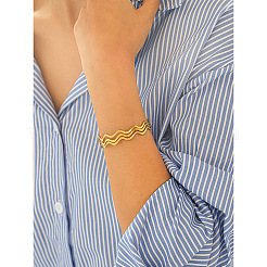 304 Stainless Steel Wavy 3-Line Cuff Bangles for Women&nbsp;WGF7EC5-01