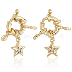 10Pcs Brass Clear Cubic Zirconia Spring Ring Clasps&nbsp;KK-BBC0020-07