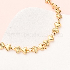 304 Stainless Steel Bowknot Link Chain Necklaces for Women&nbsp;NJEW-G178-12G