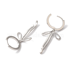 Bowknot Brass Micro Pave Clear Cubic Zirconia Hoop Earrings for Women&nbsp;EJEW-A110-02P