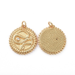 Brass Micro Pave Clear Cubic Zirconia Pendants&nbsp;ZIRC-L076-025G