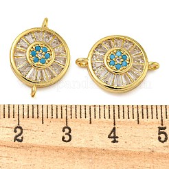 Rack Plating Brass Pave Cubic Zirconia Wheel Connector Charms&nbsp;KK-Z063-29G-02