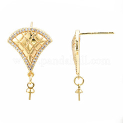 Brass Micro Pave Cubic Zirconia Stud Earring Findings&nbsp;KK-N233-137