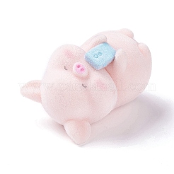 Flocky Resin Miniature Pig Figurines&nbsp;LS-AJEW-Z007-06