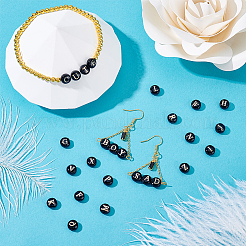 32Pcs 26 Style Natural Black Stone and Gold Enamel Beads&nbsp;G-PH0003-23