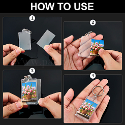 Transparent Blank Acrylic Rectangle Pendant Keychains&nbsp;KEYC-WH0036-78