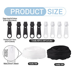 2 Bags 2 Colors Nylon Closed-end Zipper&nbsp;DIY-TA0014-72B