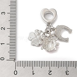 Rack Plating Alloy Emerald Rhinestone European Dangle Charms&nbsp;PALLOY-S189-24P