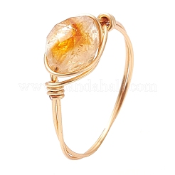 Oval Natural Citrine Finger Rings&nbsp;RJEW-JR00796