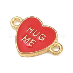 Brass Enamel Hug Me Heart Links Connector Charms&nbsp;KK-L251-08G-02