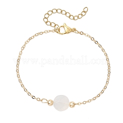 4Pcs Natural Red Agate & Black Agate & Topaz Jade & White Agate Flat Round Beaded Link Bracelets&nbsp;BJEW-JB12083
