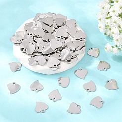 Tarnish Resistant Heart 201 Stainless Steel Blank Tag Charms&nbsp;STAS-R071-11