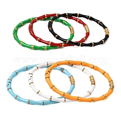 304 Stainless Steel Enamel Hinged Bangles for Women&nbsp;BJEW-D408-42G
