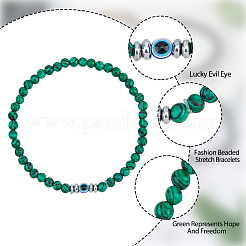 7Pcs 7 Style Natural Mixed Gemstone Round & Plastic Evil Eye Beaded Stretch Bracelets Set&nbsp;NJEW-FI0001-15
