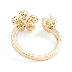 Adjustable Brass Micro Pave Clear Cubic Zirconia Cuff Rings&nbsp;RJEW-F101-22G