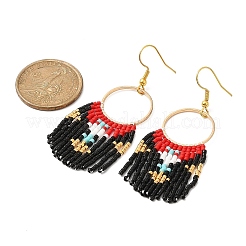 Glass Seed Braided Chandelier Earrings&nbsp;EJEW-MZ00087