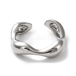 Rack Plating Brass Twist Wave Open Cuff Rings for Women&nbsp;X-RJEW-Q777-08P