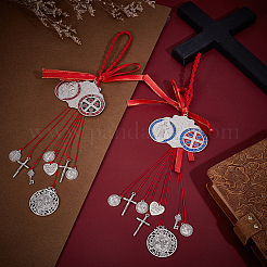 2Pcs 2 Styles Alloy & Polyester & Nylon Pendant Decorations&nbsp;HJEW-OC00327