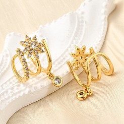Brass Micro Pave Clear Cubic Zirconia Cuff Earrings&nbsp;EJEW-K309-07G