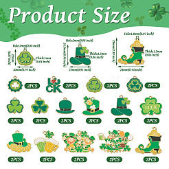 30Pcs 15 Styles Saint Patrick's Day Alloy Enamel Pendants&nbsp;ENAM-TA0001-96