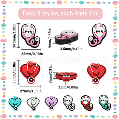8Pcs 8 Style Stethoscope Food Grade Eco-Friendly Silicone Focal Beads&nbsp;SIL-SC0001-35