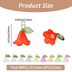 80Pcs 10 Colors Acrylic Shell Pearl Pendants&nbsp;PALLOY-FH00060