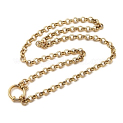 304 Stainless Steel Rolo Chain Necklaces with Spring Ring Clasps for Women&nbsp;NJEW-Z091-03G