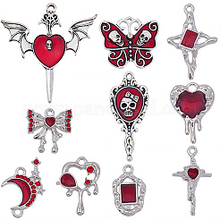20Pcs 10 Styles Gothic Alloy Enamel Pendants&nbsp;FIND-SC0021-76