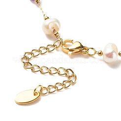 Natural Gemstone & Pearl Beaded Bracelet&nbsp;BJEW-JB08293