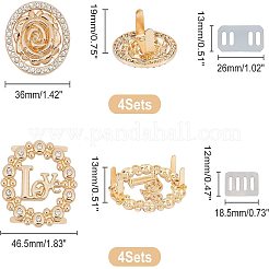 8 Sets Round & Rose Alloy Rhinestones Bag Decoration&nbsp;FIND-WR0002-42