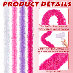 12Pcs 4 Colors Polyester Turkey Feather Strips&nbsp;DIY-MA0007-23