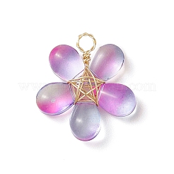 5Pcs 5 Color Glass Pendant&nbsp;PALLOY-TA00014
