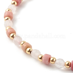 Natural Rose Quartz & Rhodonite Beaded Stretch Bracelets Sets&nbsp;BJEW-JB06255-01
