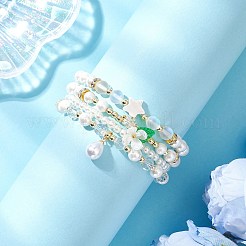 4Pcs 4 Styles Shell Pearl Round Beads Stretch Bracelets&nbsp;BJEW-JB12098