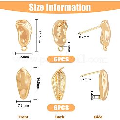 12Pcs 2 Style Brass Stud Earring Findings&nbsp;KK-FH0004-95