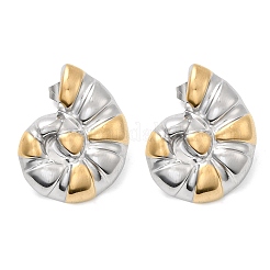304 Stainless Steel Two Tone Conch Stud Earrings&nbsp;EJEW-D343-01GP