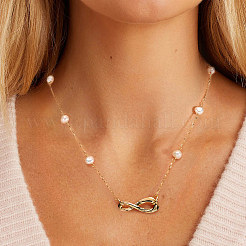 925 Sterling Silver with Natural Pearl Beads Necklaces&nbsp;NJEW-Z030-04G