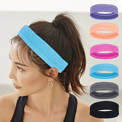 6Pcs 6 Colors Polyester & Silicone Wide Headband for Sports&nbsp;AJEW-GF0010-80