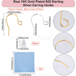 10 Pairs 2 Colors 925 Sterling Silver Earring Hooks&nbsp;STER-BBC0006-50