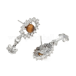 Brass Pave Cubic Zirconia Stud Earring Findings&nbsp;KK-C172-13P