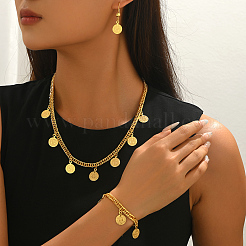 Vintage Brass Bracelets & Earrings & Cuban Chain Necklaces Set&nbsp;GY0372