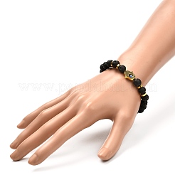 Natural Lava Rock Beads Stretch Bracelet&nbsp;BJEW-JB06885