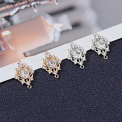8Pcs 2 Styles Brass Clear Cubic Zirconia Rhombus Links Connector Charms&nbsp;ZIRC-BBC0003-72