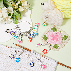 Polymer Clay Flower Pendant Locking Stitch Markers&nbsp;HJEW-SC00068