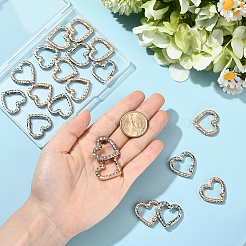 20Pcs 2 Colors Zinc Alloy Rhinestone Spring Gate Rings&nbsp;FIND-SP0004-35