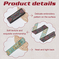 National Style Polyester Jacquard Flower Ribbon for Garment Accessories&nbsp;OCOR-WH0097-39B