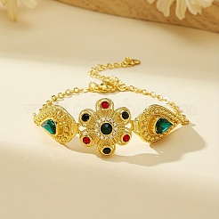 Vintage & Bohemian Brass Pave Cubic Zirconia Link Bracelets for Women&nbsp;CK4218